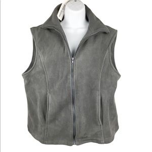 MEAEOR Fleece-Like ZIP Front Grey Vest Size Large